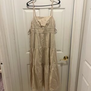 LOFT Cream Tiered Maxi Dress